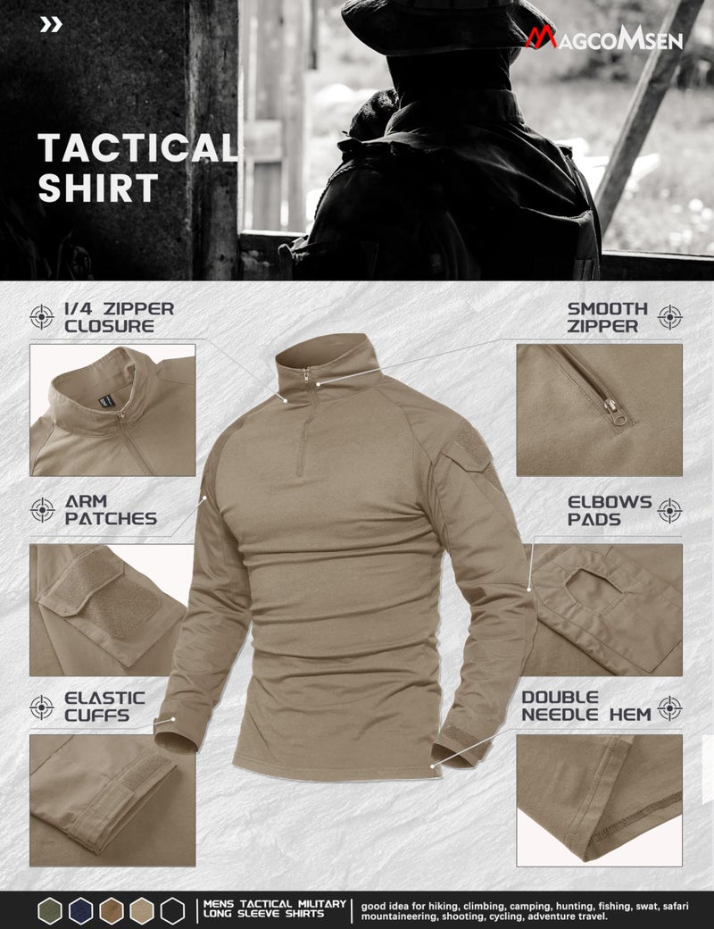 MAGCOMSEN Summer Tactical Long Sleeve T-Shirt for Men - Combat Military Army Hiking Work Fishing Shirt - Image 3